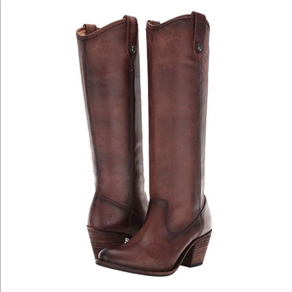 Frye Jackie Brown Tall Heeled Boots Dark Brown -Worn once